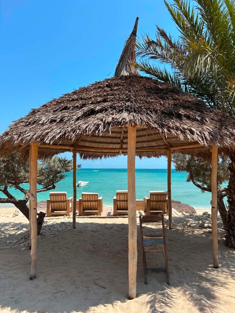 Relaxing seaside place in Anakao during a Madagascar family tour